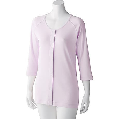 ７分袖ワンタッチシャツ（２枚組）　綿１００％　抗菌防臭　婦人用　ＬＶ ケアファッション【取寄せ商品】