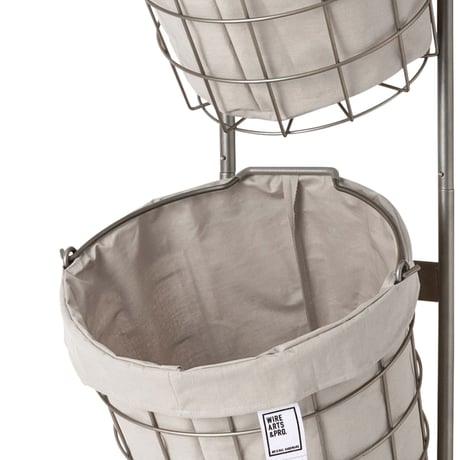 ランドリーバスケット　キャスター付き　２段　ラウンド　２５Ｌ×２　ライトグレー BRID