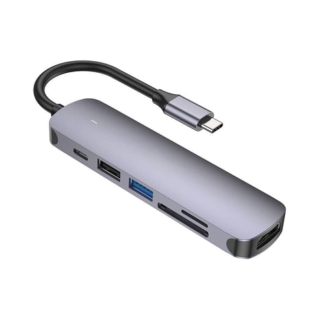 6in1 USB-C HUB(グレー) CRECOTE 増設 軽量 コンパクト HDMI