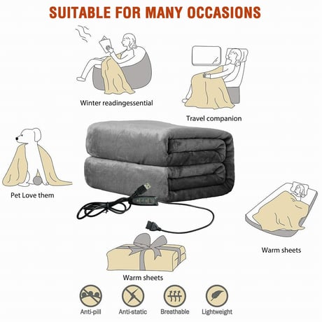 USBブランケット 電気毛布 Electric Blanket(ｸﾞﾚｰ) 電気毛布 ひざ掛け ブランケット 防寒