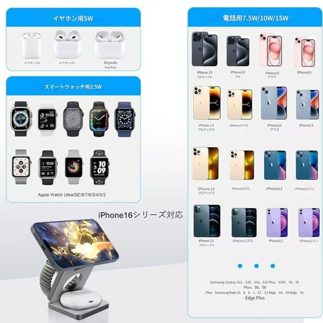 3in1角形ﾜｲﾔﾚｽ充電器qi2 ﾎﾜｲﾄ IW30 CRECOTE