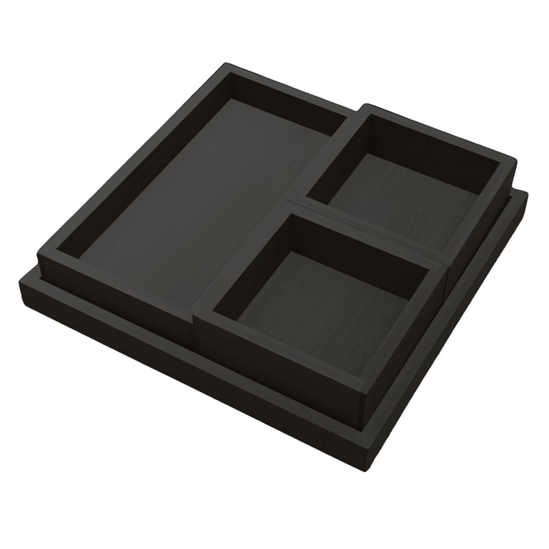 AB072B【代引不可・佐川急便】竹製 トレー（中）ブラック | 手から手