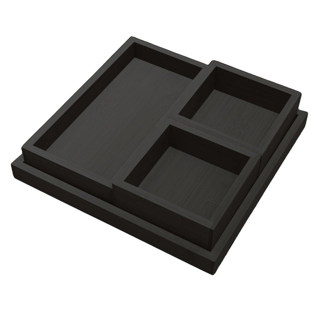 AB072B【代引不可・佐川急便】竹製 トレー（中）ブラック | 手から手