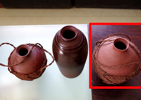 かわいい繩巻1升甕壺！沖縄の土で作る本場泡盛古酒（ウィスキー、焼酎などの蒸留酒を熟成）が出来る