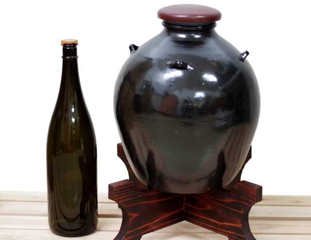 漏れなし塾生用（止水テスト済み）名品黒壺2升耳付甕カメ≪付属品