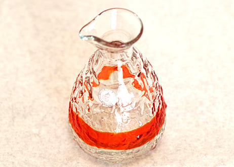 ＜正規品＞琉球ガラスの徳利単品（オレンジ色）！日本酒、泡盛、焼酎に合う4色用意（オレンジ、青色、水色、緑色）