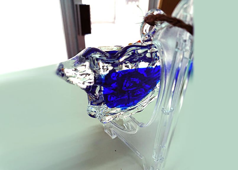 正規品＞限定品。縁起の良い琉球ガラス製シーサー（青色）単品価格