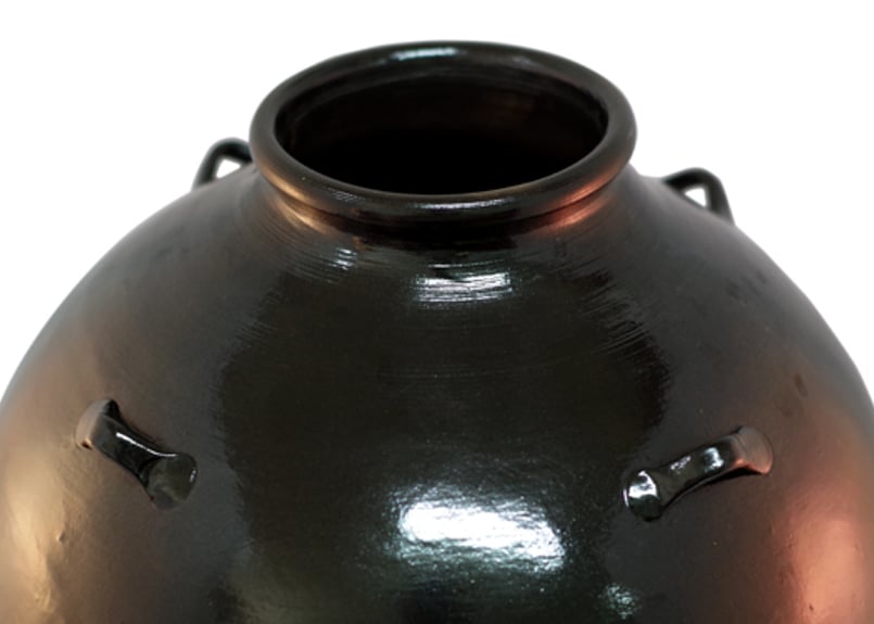 アンティークな黒色 陶器 注ぎ口付き壺 林國立 黒泥茶壺(3910) - 桃花源(中国茶・茶器・インテリア雑貨)