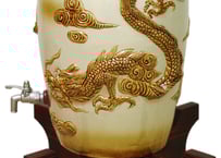 沖縄 泡盛 縄巻 龍 壺 甕カメ 陶器 10升 ≪セット≫繩巻龍盛壺10升(1斗)甕カメ！縁起が良い龍盛。沖縄の