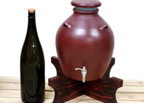 漏れなし塾生用（止水テスト済み）3升焼酎サーバー耳付壺甕カメ（縄なし）蓋を開けなくても飲める。普段使いからイベント事に！沖縄の土で作る本場泡盛古酒（ウィスキー、焼酎など熟成）