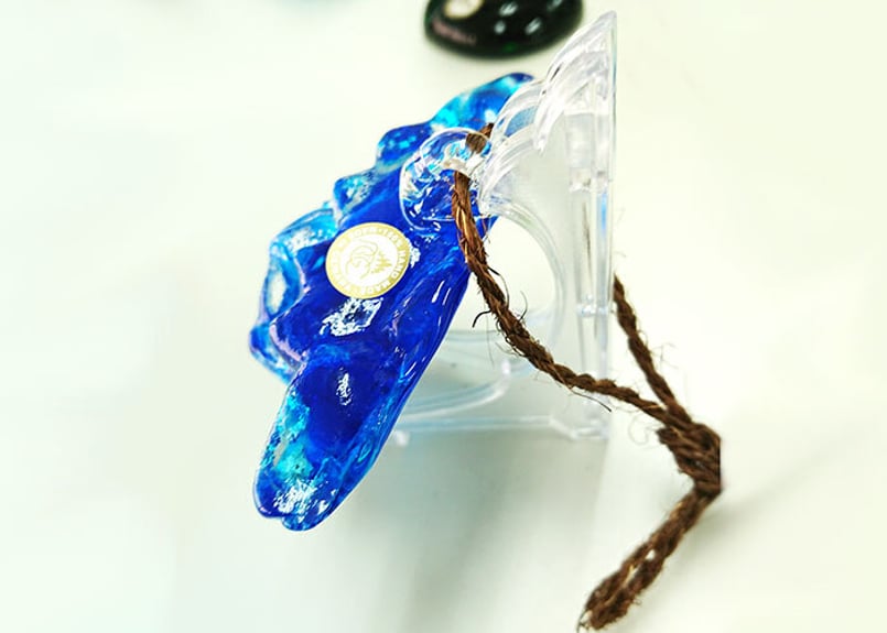 正規品＞限定品。縁起の良い琉球ガラス製シーサー（水色）単品価格