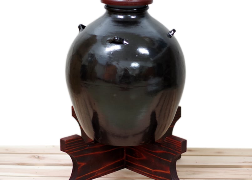 漏れなし塾生用（止水テスト済み）名品黒壺2升耳付甕カメ≪付属品