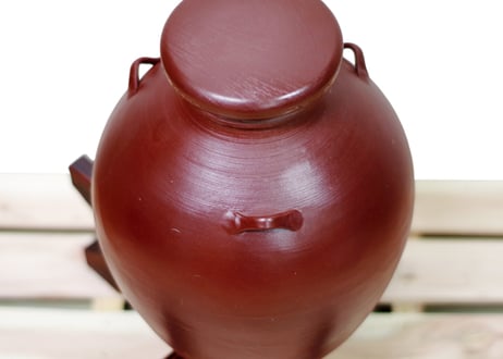 漏れなし塾生用（止水テスト済み）≪蓋つき、付属品なし≫耳壺3升甕カメ（縄なし）沖縄の土で作る本場泡盛古酒（お好きなお酒を熟成）