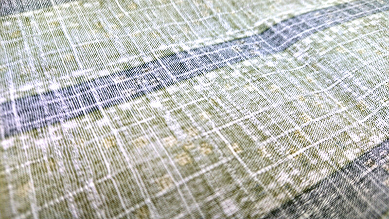 琉球　ミンサー　半巾帯　未使用　白かぶせエンジ色344㎝ fit=scale-down,w=1200