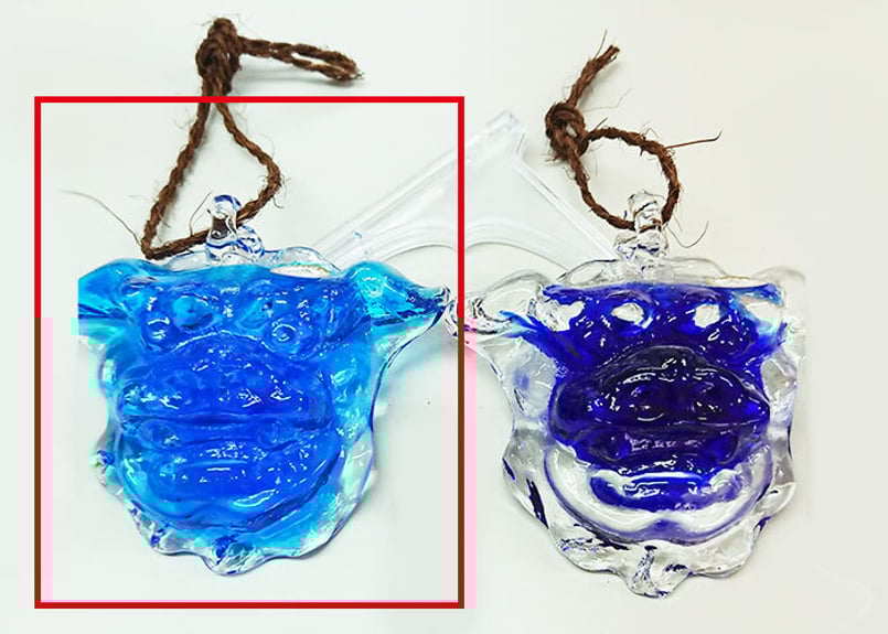 正規品＞限定品。縁起の良い琉球ガラス製シーサー（水色）単品価格