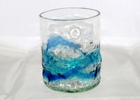 ＜正規品＞単品でこぼこロックの琉球ガラス！氷がしっかり入る大きなロックグラス（青／水）