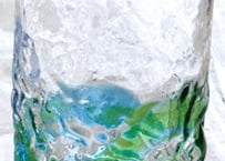 ＜正規品＞でこぼこロックの琉球ガラス2個セット！氷がしっかり入る大きなロックグラス（青／水）