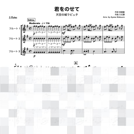 君をのせて (天空の城ラピュタ)フルート３重奏●Carrying You (Castle in the Sky) 3 Flutes