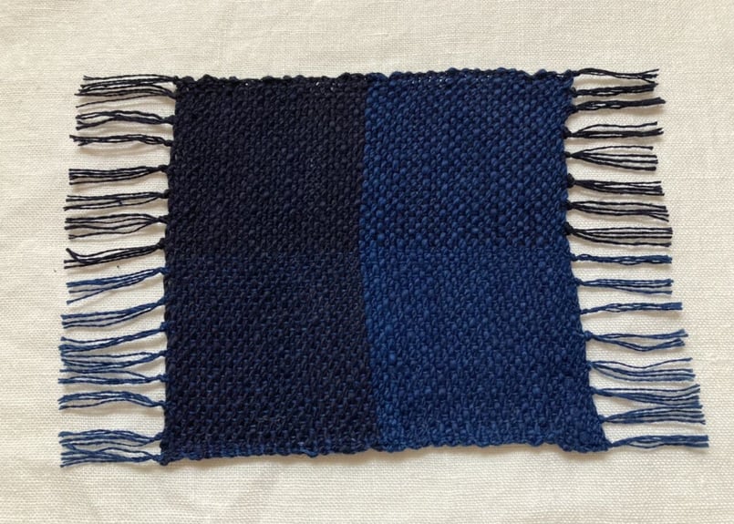 藍染濃淡コースター /ガラ紡綿糸 / 平織 | orie textile