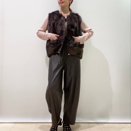 カシミヤファージレ⭐︎美品 カシミヤファー テープ編み込み ジレ 通販 - ディノス