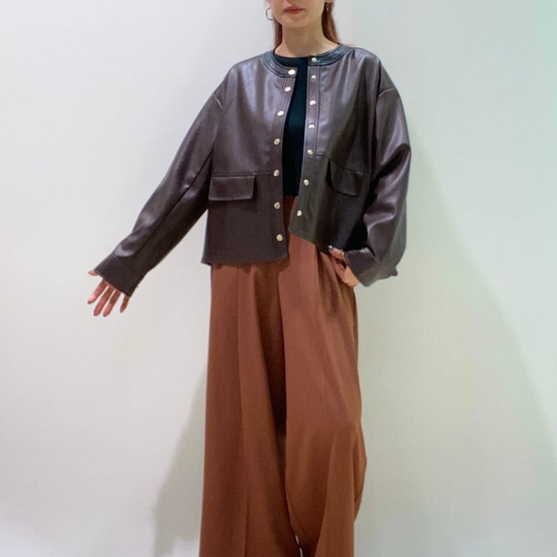 バックフリルフェイクレザージャケット | jade by stage's STORE