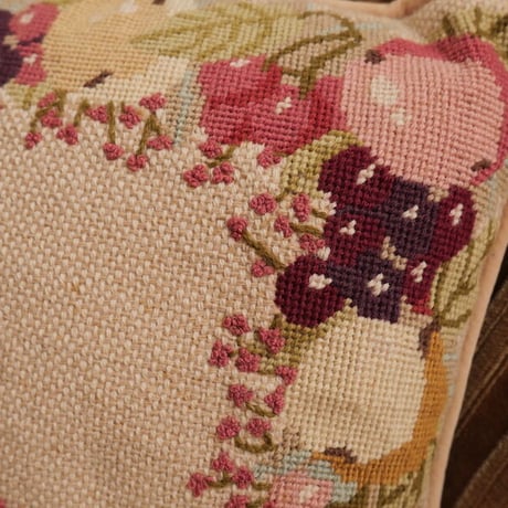 Fruits pattern embroidery cushion