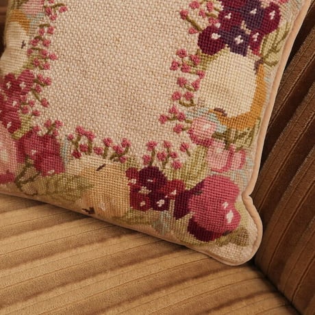 Fruits pattern embroidery cushion