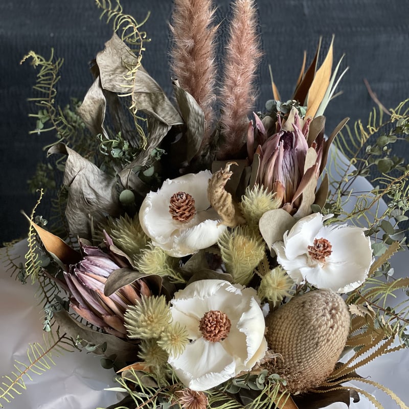 季節のドライフラワーを使用したカゴアレンジLL ※7日前までにご注文