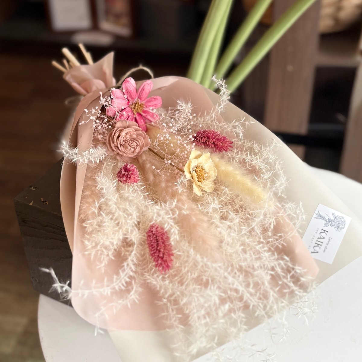 確認用　　ドライフラワー ピンクベージュ束 ドライフラワー花束 S】ピンク系 | flowershop KAIKA
