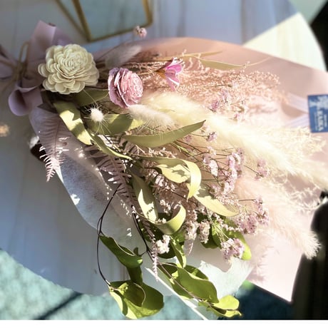 【ドライフラワー花束 M】ピンク系