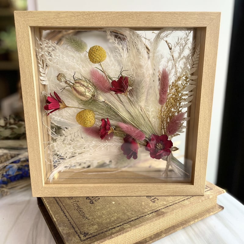 【受注制作】ウェディングアートフラワーブーケの額縁アレンジ(金色フレーム付) フレームフラワーM】 | flowershop KAIKA