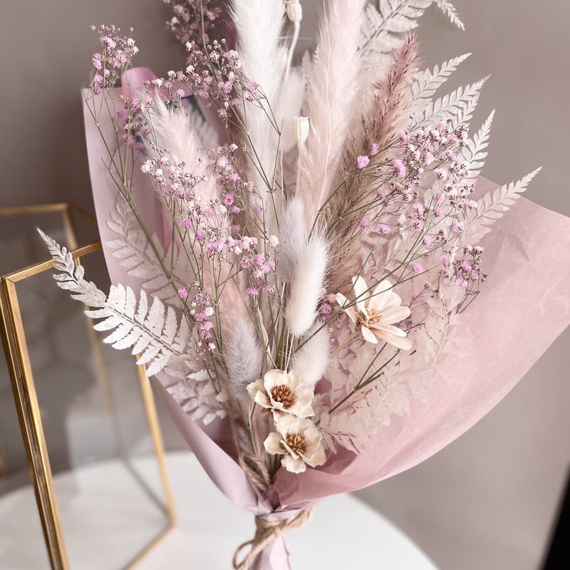 ピンク系ドライフラワーリース 約30cm