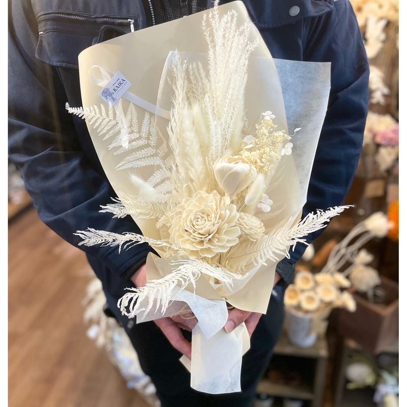 ドライフラワー花束M】ホワイト系 | flowershop KAIKA