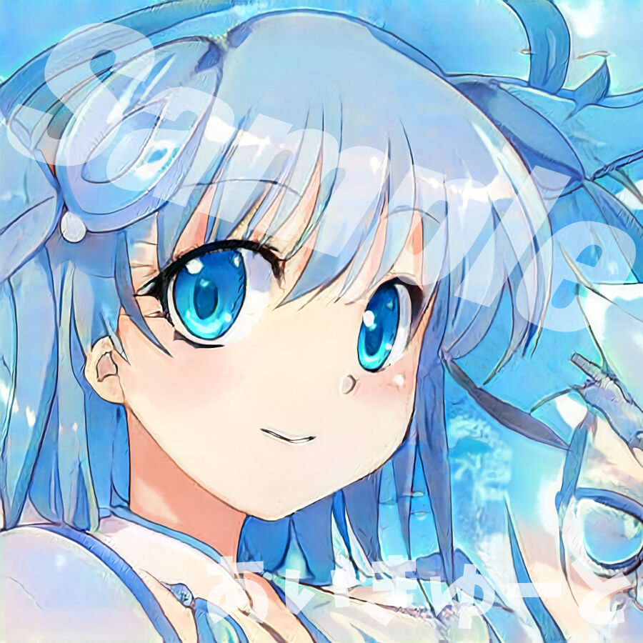 著作権フリー 女子 アニメ アイコン [可愛い・青髪・ミディアムヘア] TwitterなどSN...