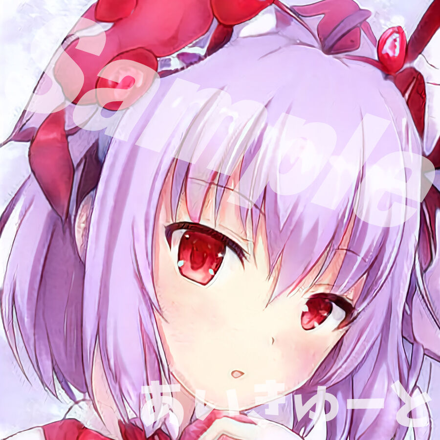 フリーイラスト 女の子アニメアイコン [可愛い・紫髪・赤目・真顔・無表情] Twitterなど...