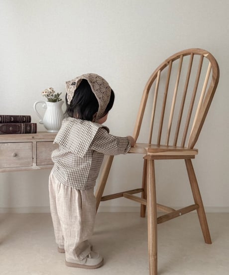 【即納】check sailor blouse