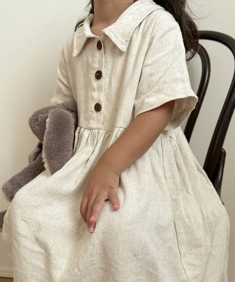 【即納】wrincle linen onepiece