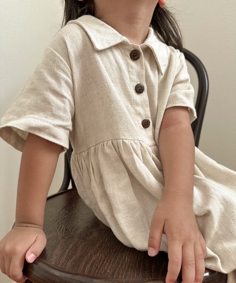 【即納】wrincle linen onepiece