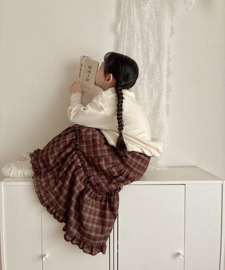 【即納】 check tiered skirt