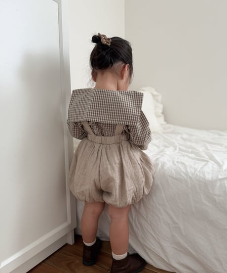 【即納】check sailor blouse