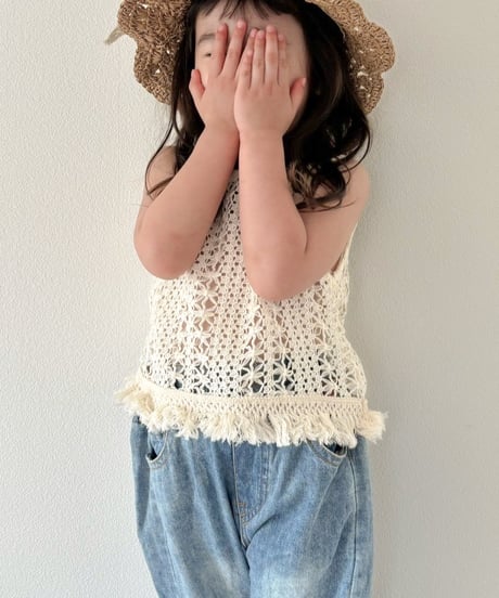 再入荷【即納】crochet fringe vest