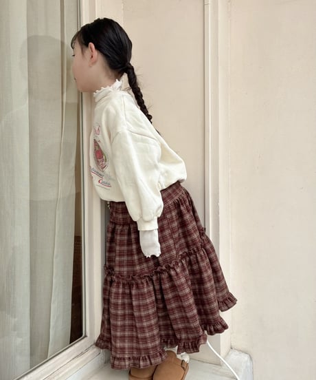 【即納】 check tiered skirt