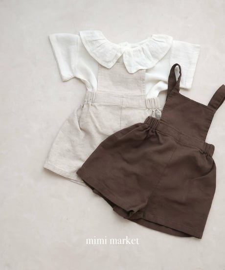 【即納】 linen suspender pants
