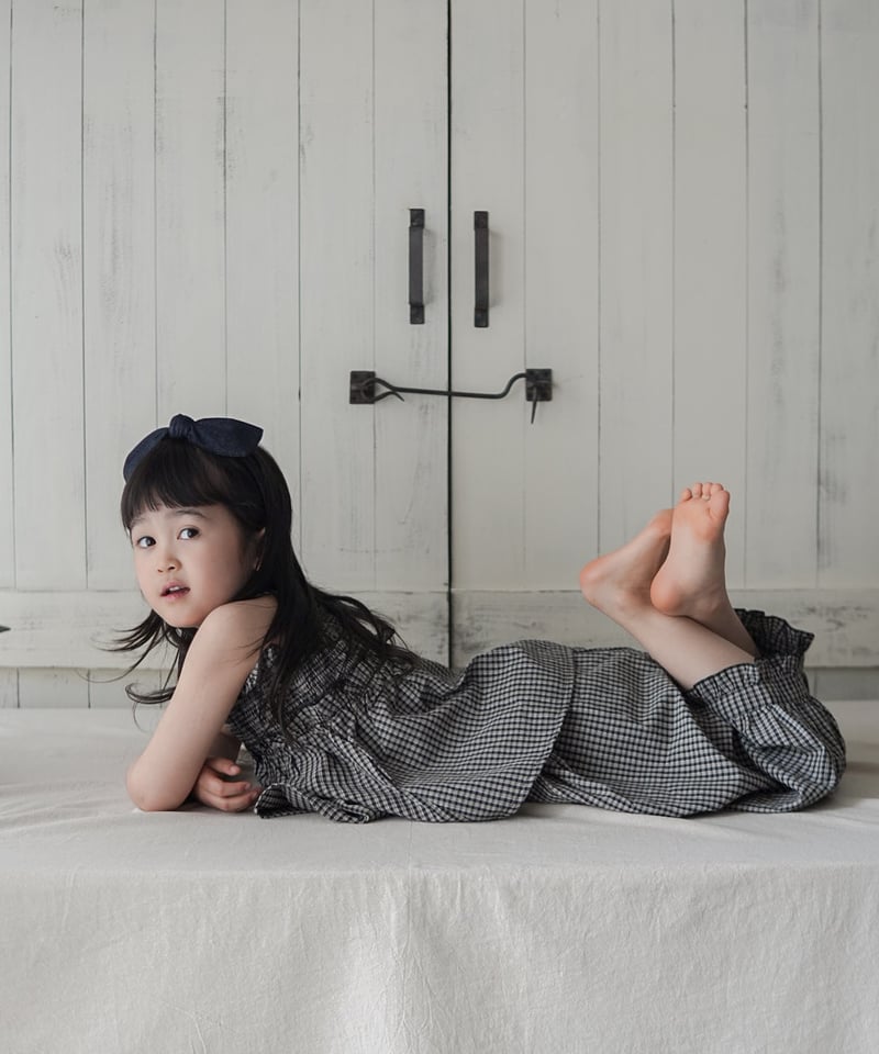 即納】 gingham check set up | heure ( ウール ) 海外子供