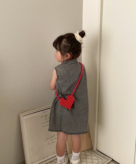 【即納】 sleeveless black denim onepiece