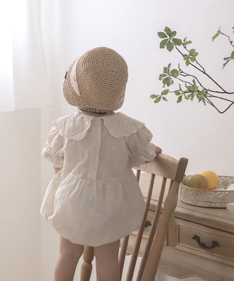【即納】  blanc flower rompers