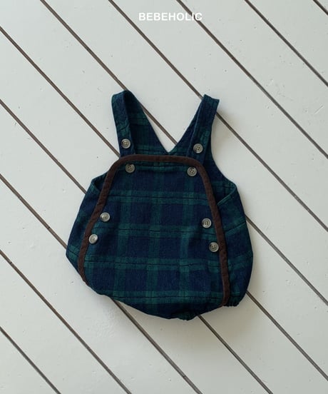 【即納】  blue check suspender pants