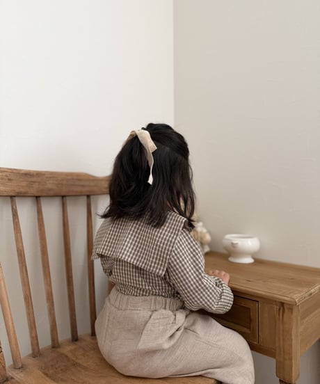 【即納】check sailor blouse