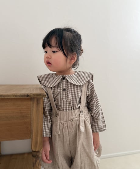 【即納】check sailor blouse