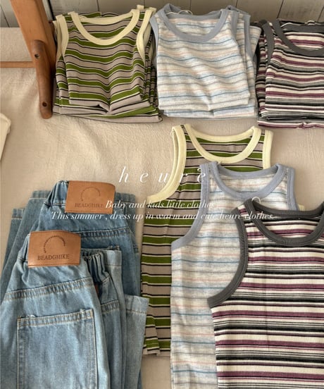 【即納】 border tanktops